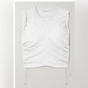 T by Alexander Wang Grey Ruched Side Cotton Top size Small